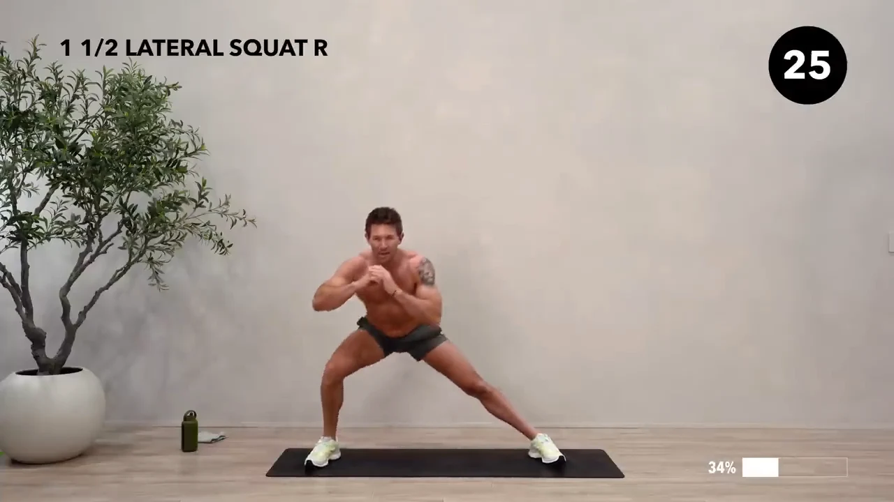Dan the HIIT Man demonstrating 1½ lateral squat — right.