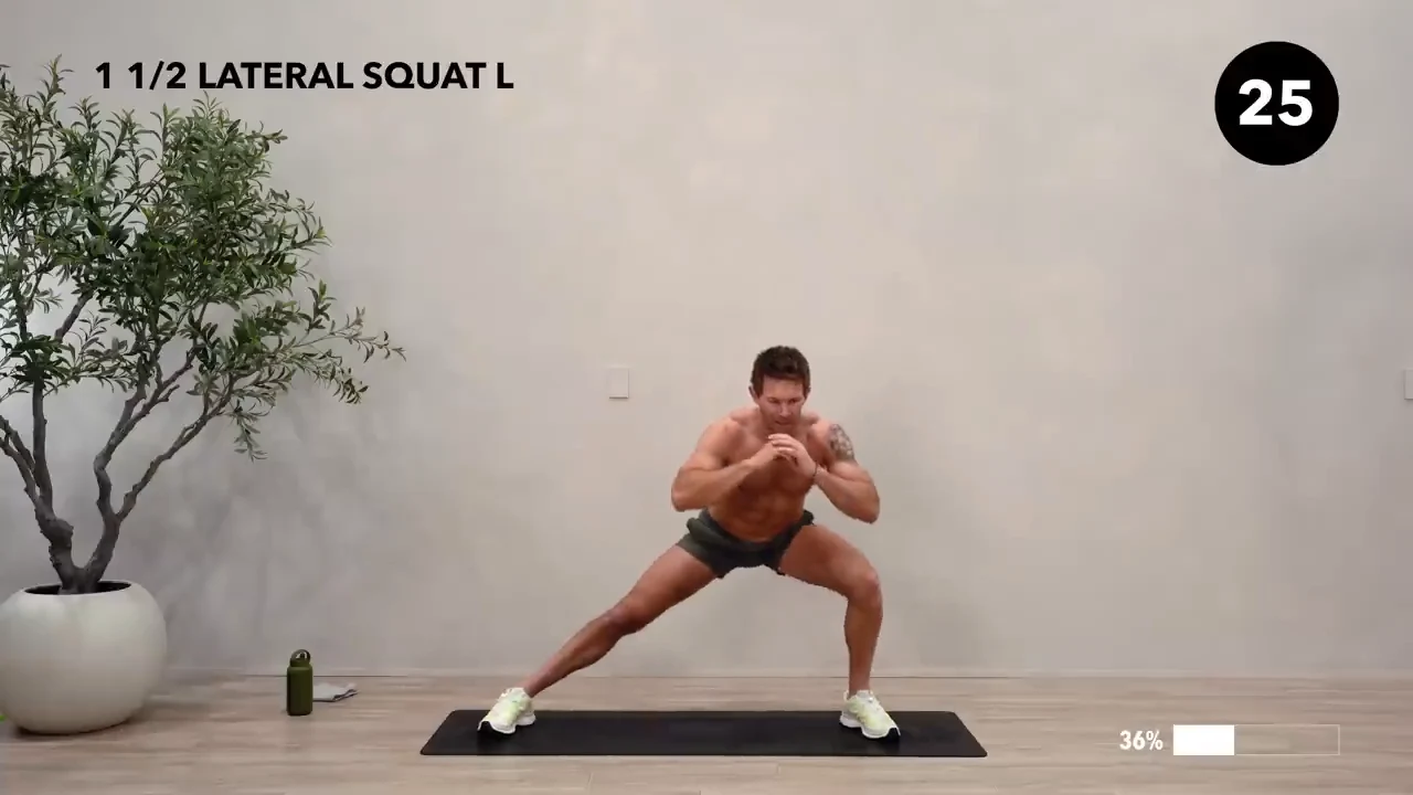 Dan the HIIT Man demonstrating 1½ lateral squat — left.