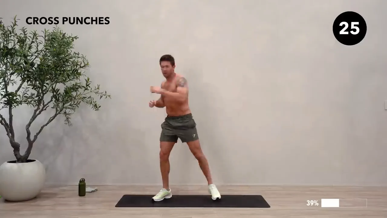 Dan the HIIT Man demonstrating cross punches.