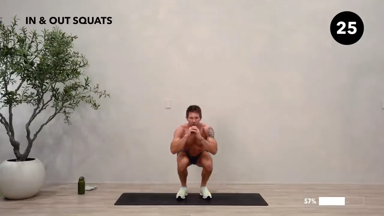 Dan the HIIT Man demonstrating in & out squats.