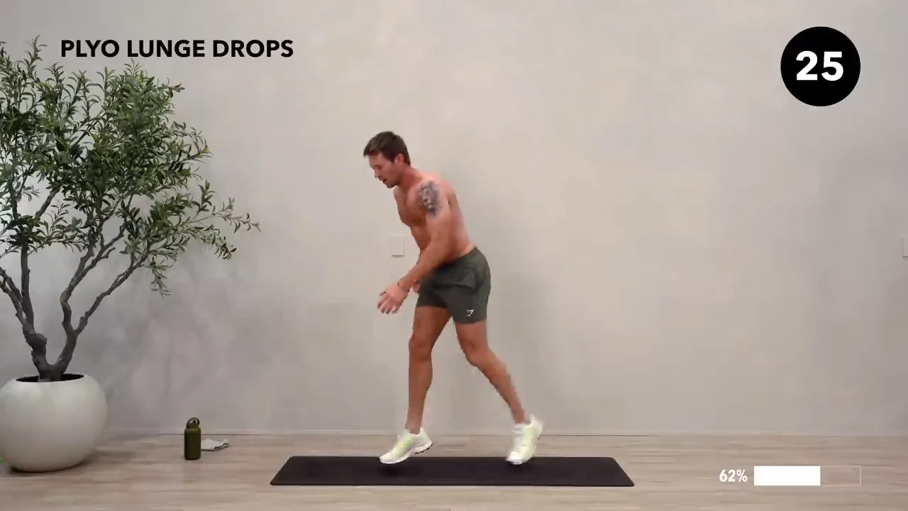 Dan the HIIT Man demonstrating plyo lunge drops.