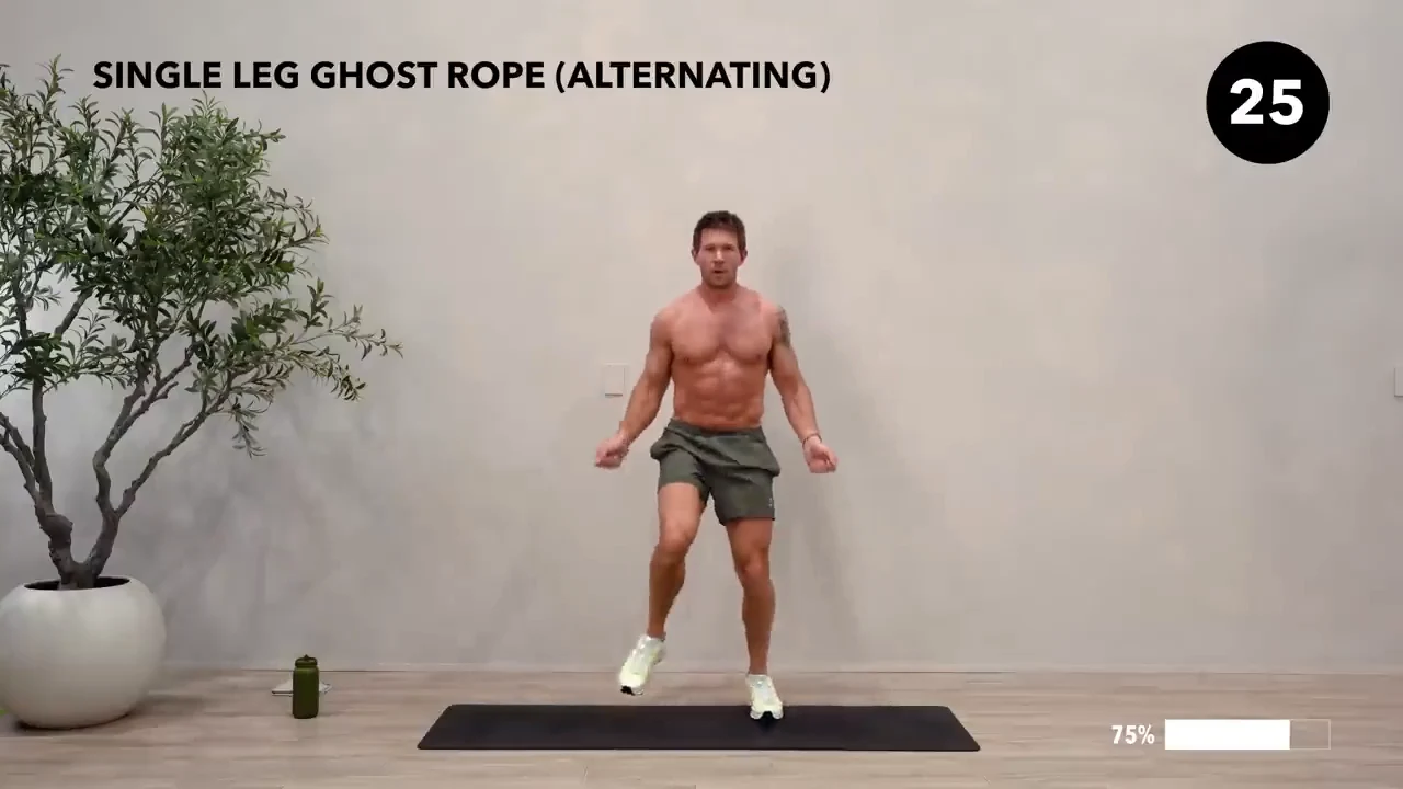 Dan the HIIT Man demonstrating single-leg ghost rope.