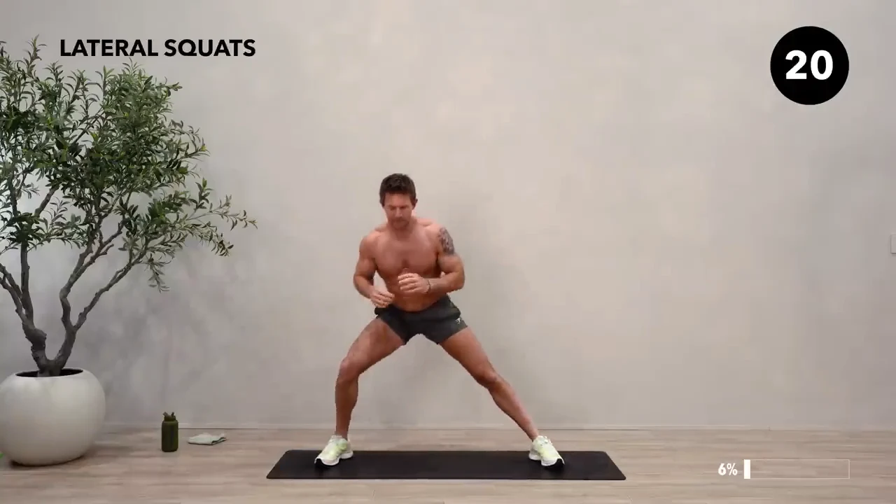 Dan the HIIT Man demonstrating lateral squats.